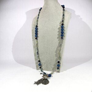 NWT Chico's Blue and Silver Tone Pendant Necklace